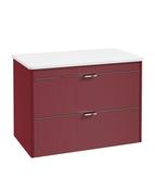 SONAS Lumiere Wall Hung 80cm Two Drawer Countertop Vanity Unit Ruby Fern &amp; Handles