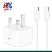 ANG TC76A Single USB Type-C PD20W Wall Charger 3 Pin Triangle Adapter With Type C To Type-C Data Cable image