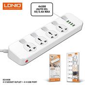 LDNIO 4WAY SURGE &amp; SWITCHED SOCKET 2M- UK/Ireland Plug