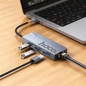 Hoco HB51 6-in-1 Multi-Function Converter HDTV+RJ45+PD+USB3.0*3 Space Gray