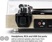JAM Sound Stream Turntable, Portable Wireless Vinyl Record Player, Bluetooth, Woodgrain image