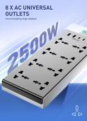 LDNIO 65W PD 13 IN 1 GAN MULTI-FUNCTION Extension Cable &amp; 4 x USB PORTS (A and C) Ireland / UK Power Strip with 8 AC Sockets (multi-country) + QC image