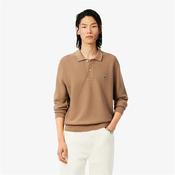 Lacoste Long Sleeved Knitted Polo Shirt - Beige - S image