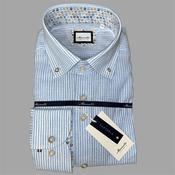 Marnelli Scott Stripe Linen Mix Shirt - Blue - M