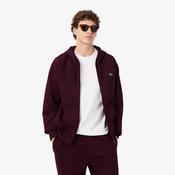 Lacoste Zip-Up Fleece Hoodie - Burgundy - S