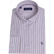 Tom Penn Stripe Oxford Shirt - Tan - S