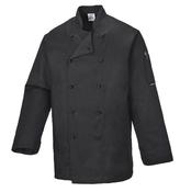 C834 – Somerset Chefs Jacket – Long Sleeve – Black image