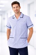 Male Scrub Tunic Blue White Stripes image
