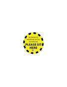 Circular "Please Sit Here" Sticker 300mm x 300mm (WxH) Standard Design. Each