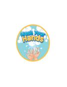 Circular "Wash Your Hands" Sticker 300mm x 300mm (WxH) Child Friendly Design