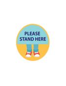 Circular "Please Stand Here" Sticker 300mm x 300mm (WxH) Child Friendly Design