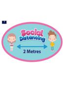 Oval Floor Graphic "2m Apart Social Distance" 600mm x 350mm (WxH) Child Friendly Design