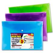 Plastic Button Wallets - Pack of 3