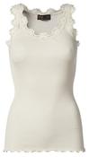 Iconic silk top with lace in Soft Powder image
