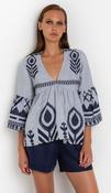 GREEK ARCHAIC KORI BLUE/NAVY V NECK TOP image