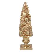 Matt Gold Resin Fruit Stack on Plinth Ornament