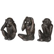 Set of 3 Black 'No Evil' Monkey Ornaments