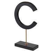 BLACK MARBLE “C” SCULPTURE ON STAND