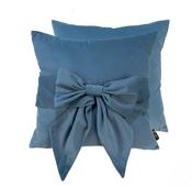 Blue Velvet Belle Bow Cushion