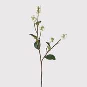 Cream Snowberry Spray with Leaves
