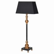 Slim Black Table Lamp with Cotton Shade image