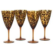 Set of 4 Leopars Print Goblets
