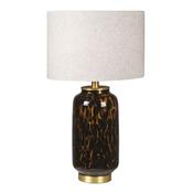 Leopard Effect Glass Table Lamp with Linen Shade image