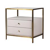 2 Drawer Bedside Table Gold and Cream