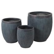 Set of 3 Ribbed Planters
