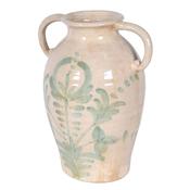 Cream and Green Vase with Handles image