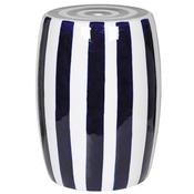 Blue and White Stripe Ceramic Stool