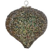 Large Green with Gold Beaded Onion Bauble image