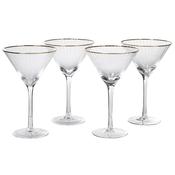 The Gibson – Set of 4 Ribbed Gold Rim Martini Glasses