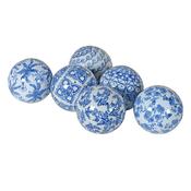 Set of 6 Blue and White Porcelain Orbs