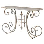 The Portcullis Console – Distressed Cream Curved Metal Table