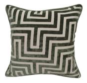Sage and Off White Velvet Labyrinth Cushion