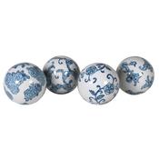 Set of 4 Delft Blue Ceramic Orbs