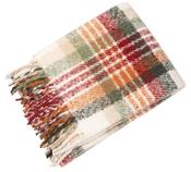 Orange/Green Plaid Mohair Throw