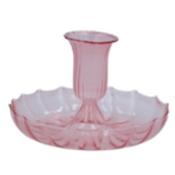 Pink Glass Fluted Candlestick