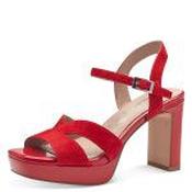 Red platform suede sandals image