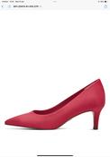 Red suede low heel courts image