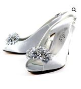 Lunar Sabrina Silver Grey Satin Slingback Court Shoe image
