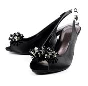 Lunar Sabrina black  Satin Slingback Court Shoe image