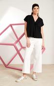 NAYA Wide leg trouser with elastic at waist in cream image