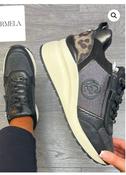Carmela Black Wedge Leather Trainers image