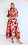 KATE COOPER Polka Dot Colour Mix Mock Wrap Dress With Button Waist image