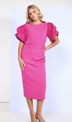 KATE COOPER pink Ruched Waist Dress With Print Taffeta Sleeve image