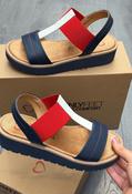 heavenly feet red and navy  sandals image