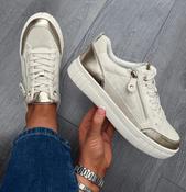 marco tozzi gold and beige trainers image