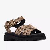Clarks black and beige  printed leather sandal image